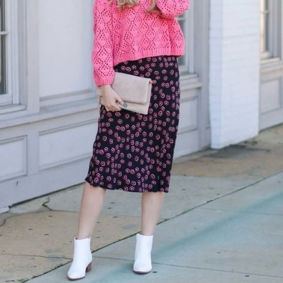 NWT Crescent Boutique Floral Midi Skirt - Picture 1 of 6